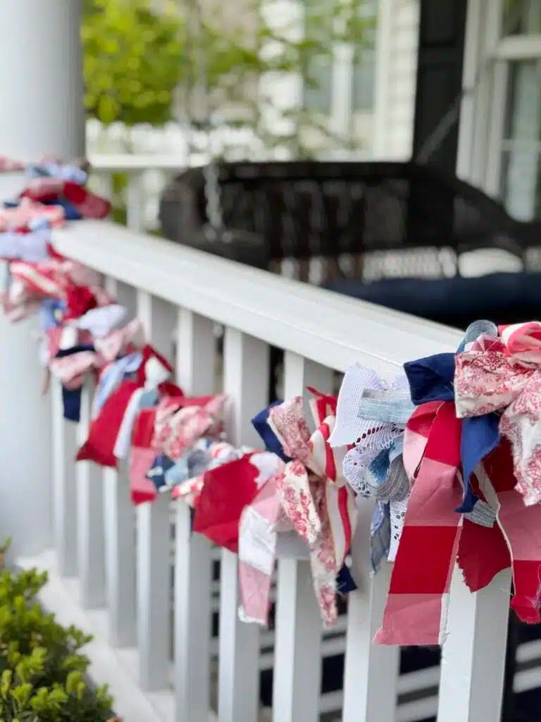 Patriotic fabric bow garland by Sonata At Home featured on New Upcycle Ideas 834