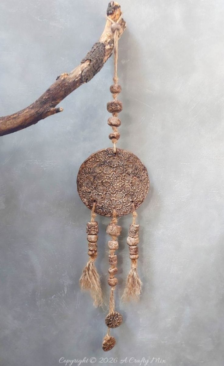 Rustic boho clay medallion by A Crafty Mix featured on New Upcycle Ideas 835