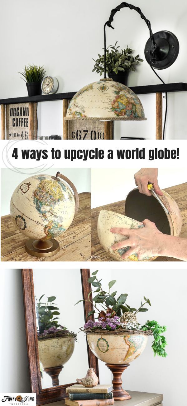 How to upcycle a world globe 4 ways by Funky Junk Interiors