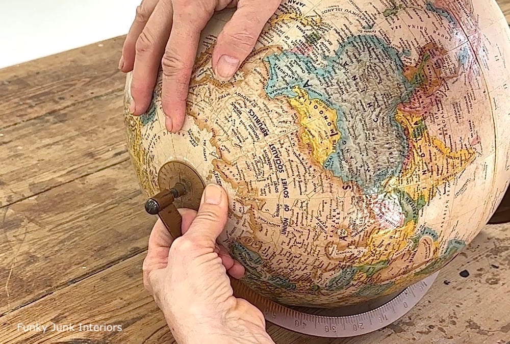 taking apart an upcycled globe
