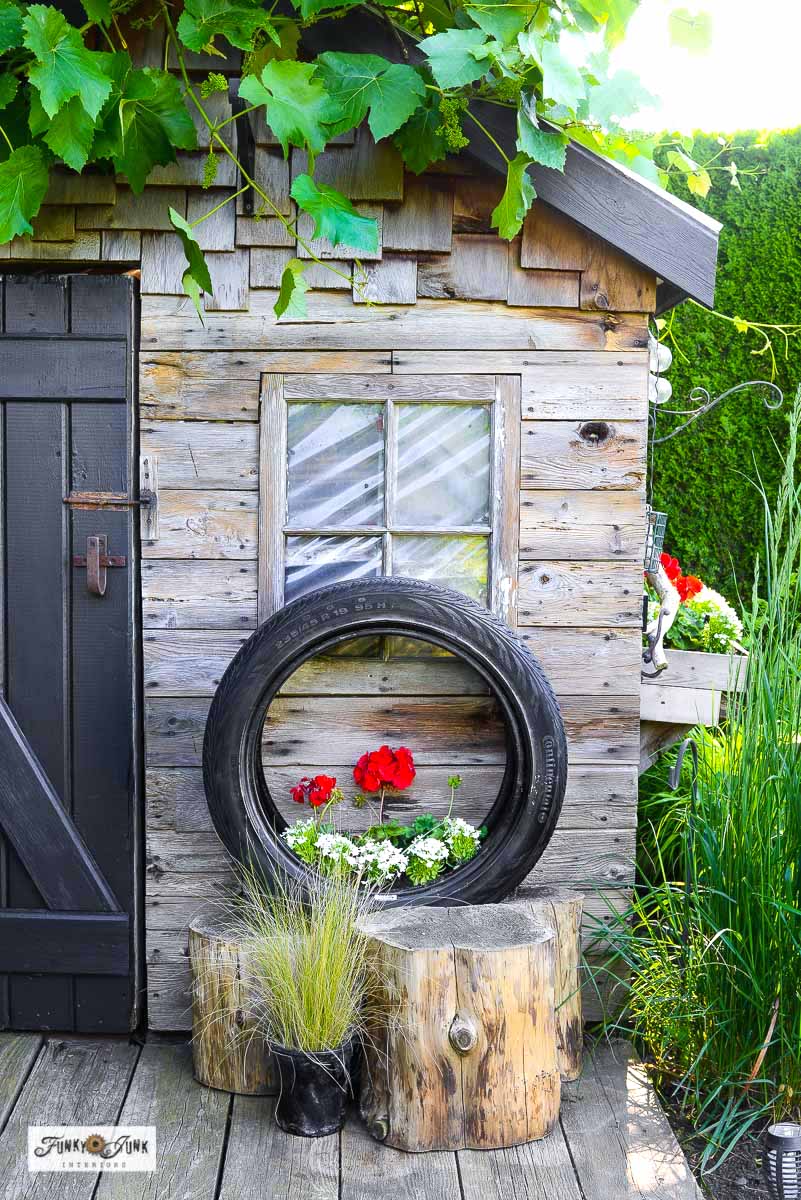 Create these eco-friendly DIY projects using old tires, such as upcycled tire planters, tire window box, tire bench, tire ottoman or side table plus more!