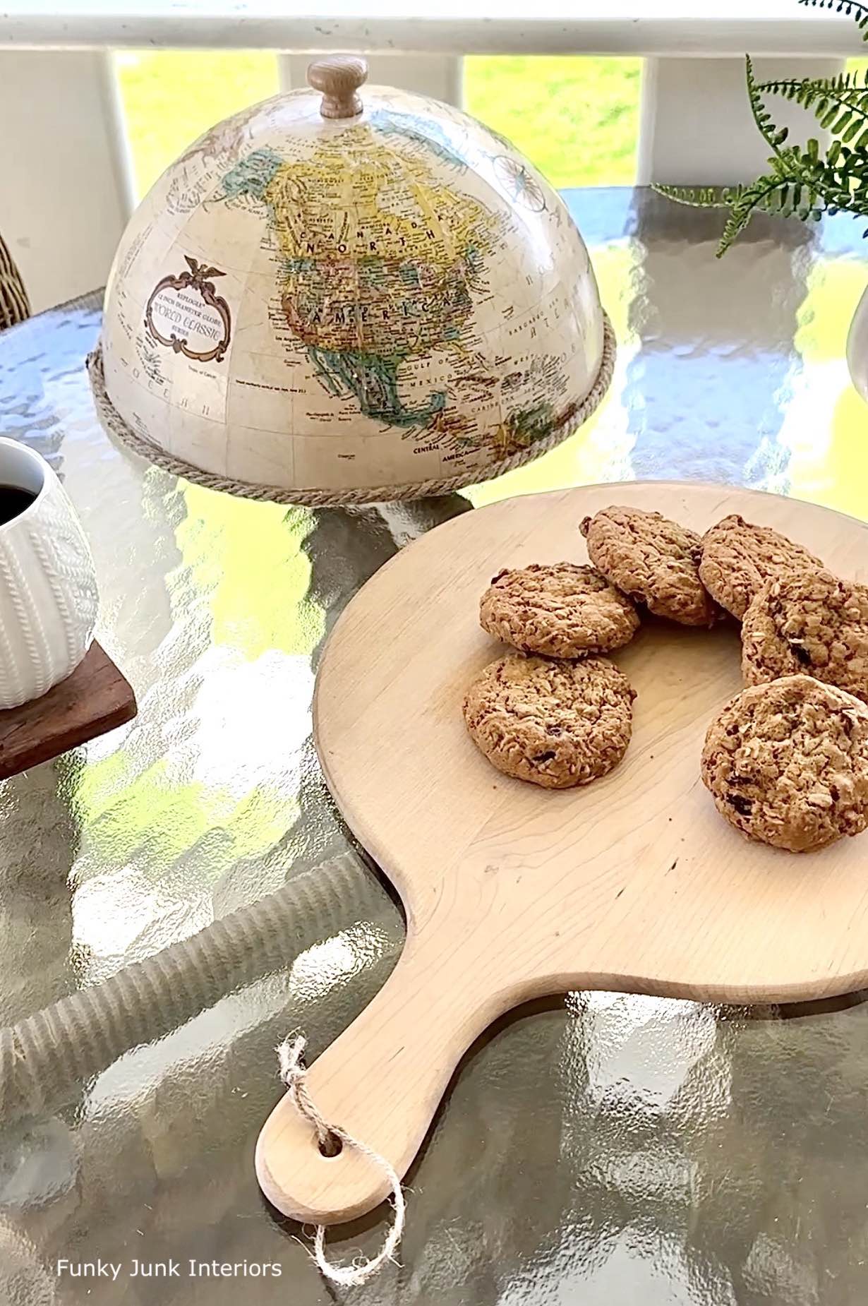 upcycle globe food cloche with cookies