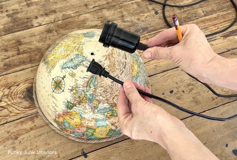 wiring an upcycled globe light