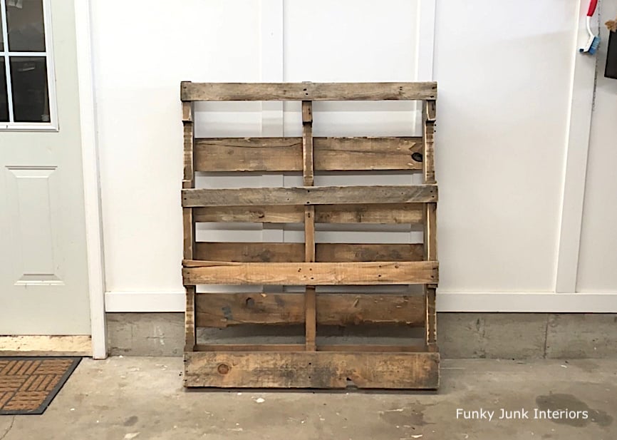 old pallet before to become a pallet yard tool organizer