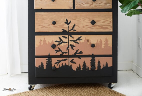 2-toned forest landscape painted furniture