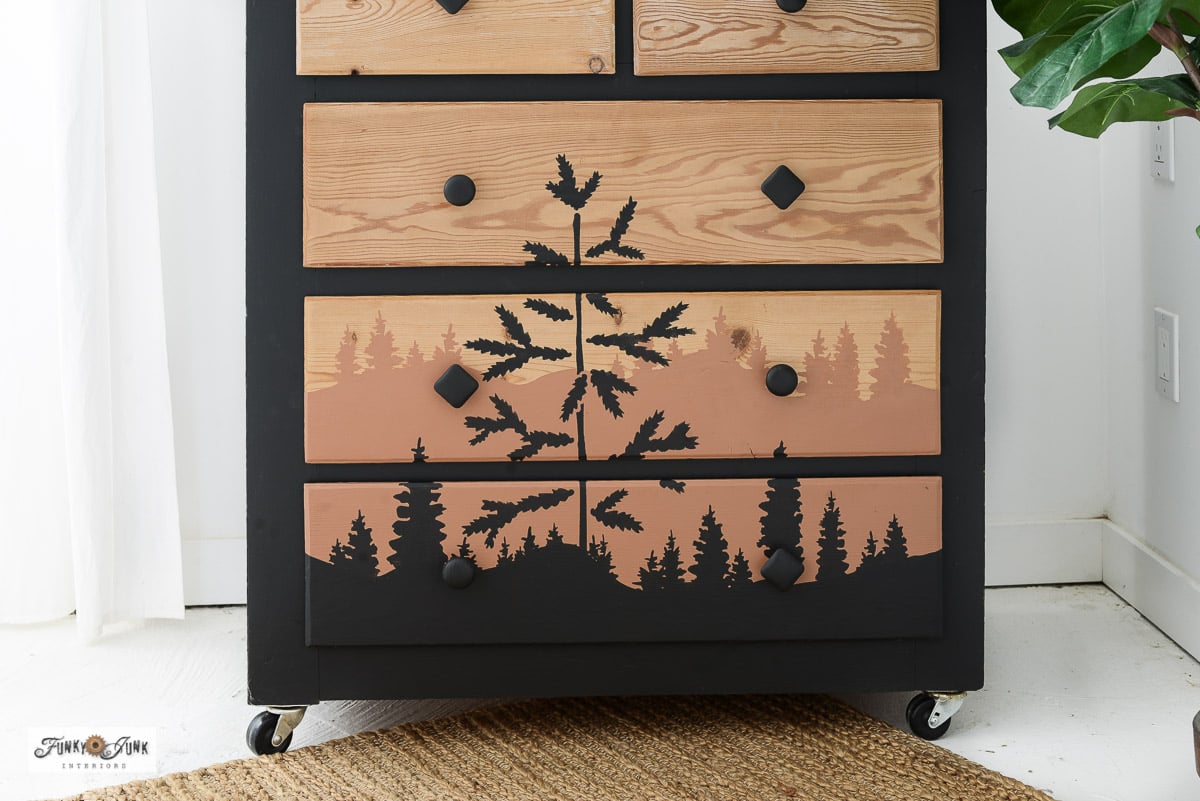 2-toned forest landscape painted furniture