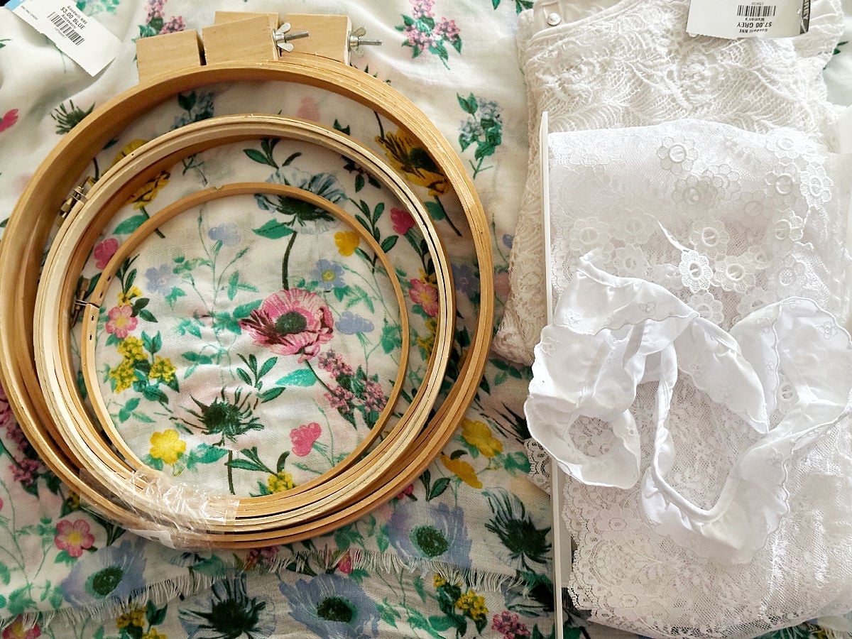 Thrifted Embroidery Hoop Wall Art