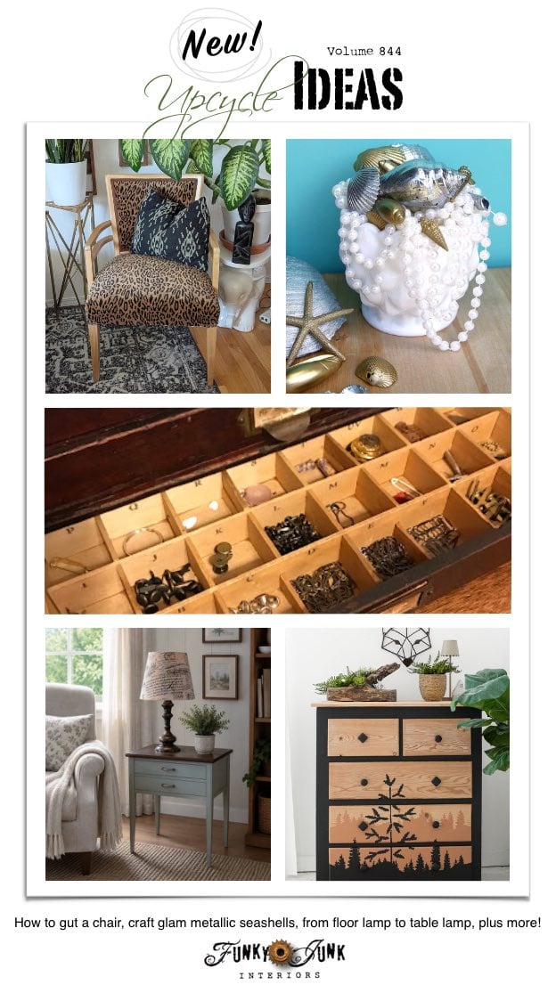 Visit 20+ New Upcycle Ideas 844 - How to gut a chair, craft glam metallic seashells, from floor lamp to table lamp, plus more unique repurposed projects to make with supplies you may already have at home!
