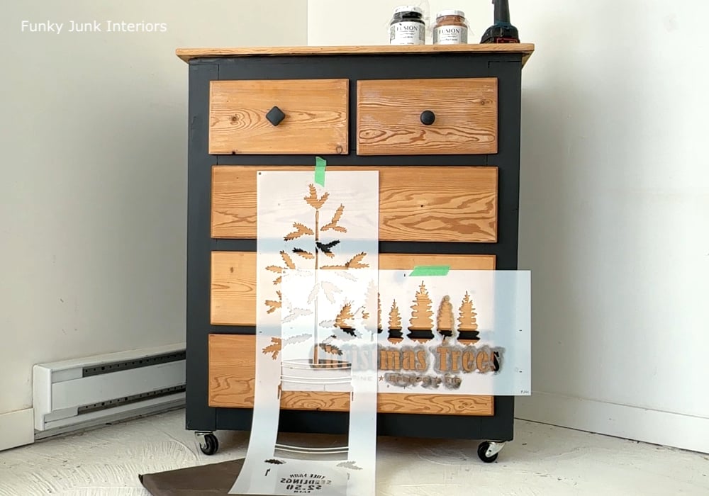 choosing tree stencils for landscape painted furniture