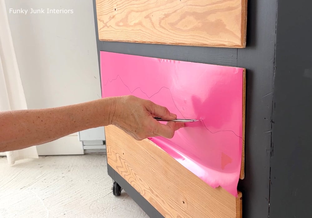 creating a vinyl mask to create a landscape on a dresser