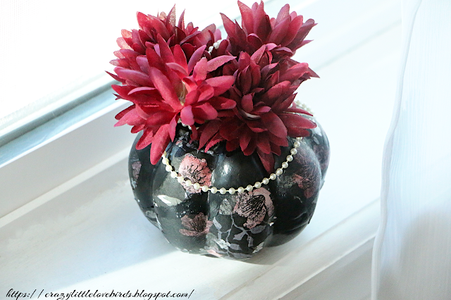 Decoupaged glam pumpkin by Crazy Little Lovebirds featured on New Upcycle Ideas 846