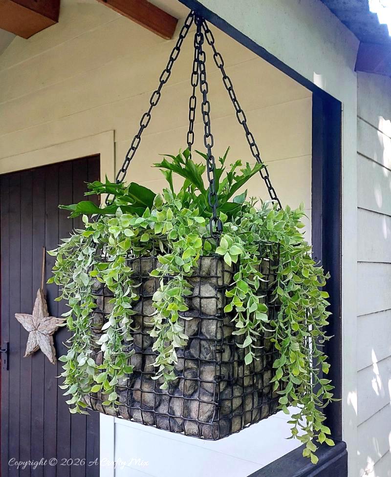 Hanging faux rock planter by A Crafty Mix featured on New Upcycle Ideas 849