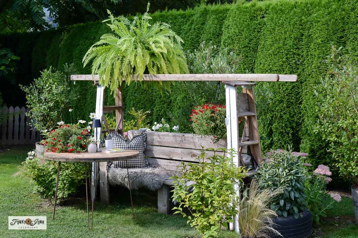 diy arbor made with ladders