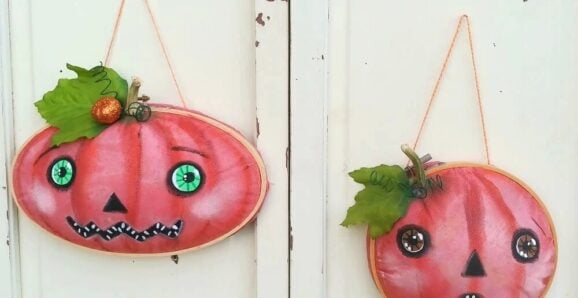 New Upcycle Ideas 846 embroidery hoop pumpkins