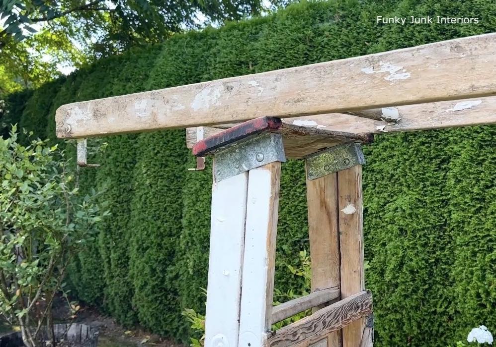 joining ladders to become a DIY arbor