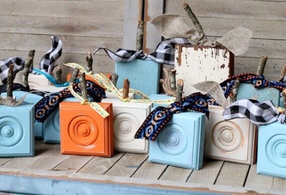 Wood rosette pumpkins by Petticoat Junktion