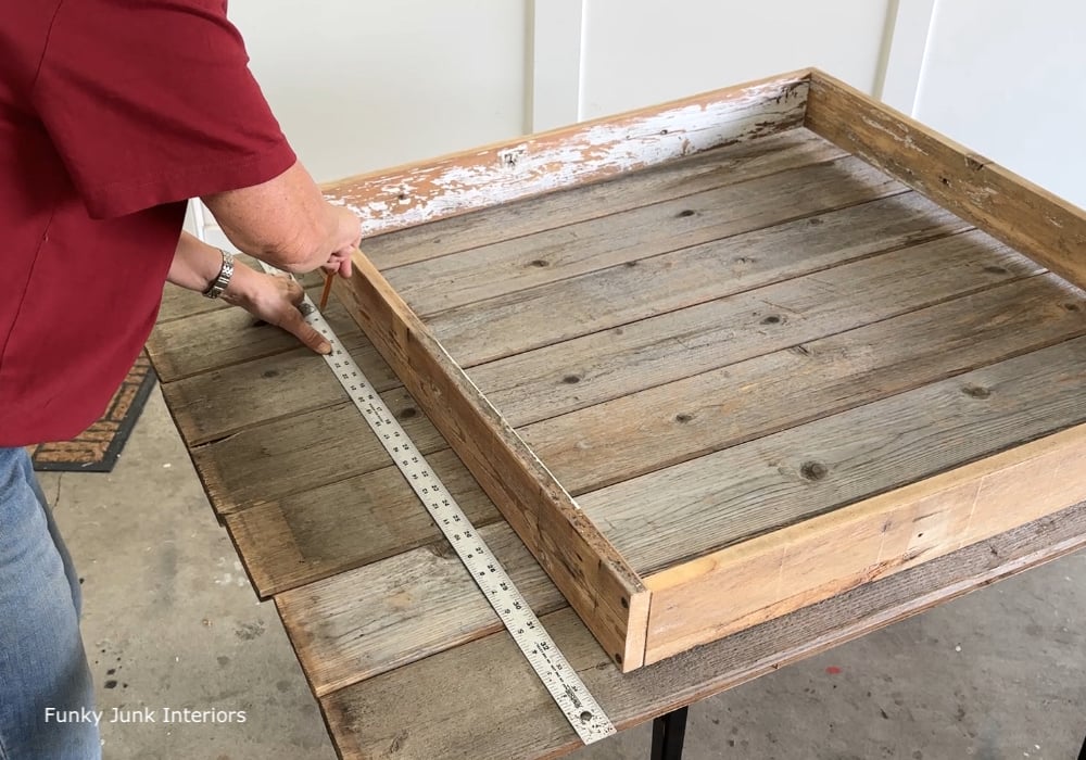 cutting down top planks for card table makeover