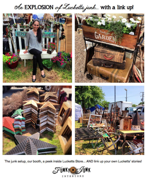 An EXPLOSION of Lucketts junk - with a linkup! Check out the night before Lucketts and other blogger's stories on the event! Via Funky Junk Interiors