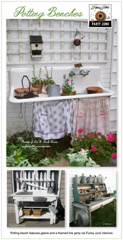 Potting Benches - features galore and a link party that never closes. Come on over and link yours up! via Funky Junk Interiors