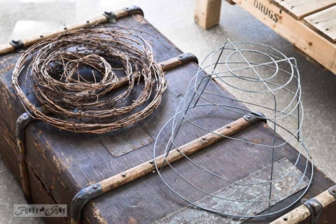 twig and wire cage lamp shade