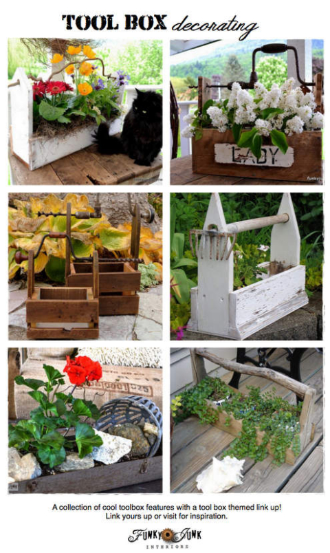 Toolbox Decorating - features and a themed linkup. Come link yours up or be inspired! via Funky Junk Interiors