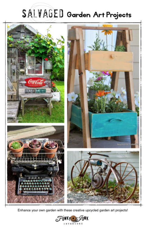 Salvaged garden art projects