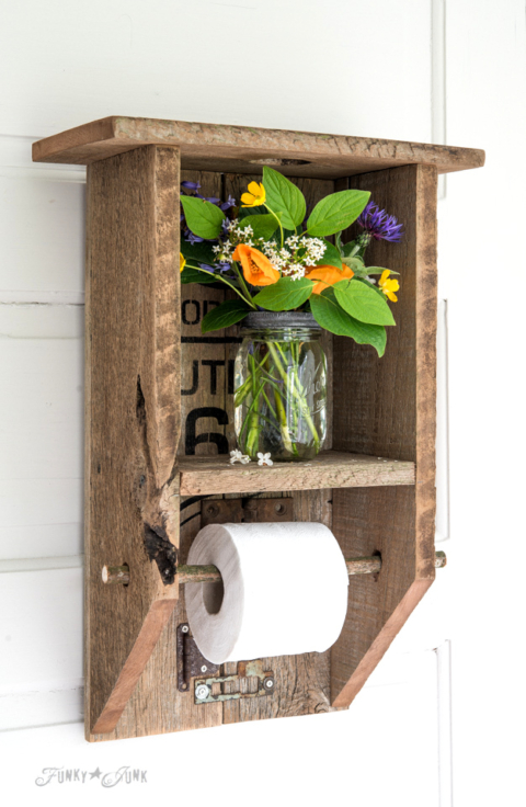 Route 66 rustic cabinet toilet paper shelf