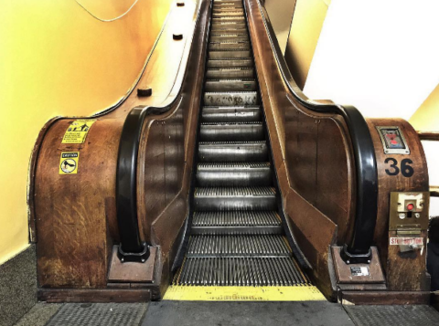 Macy's wooden escalator in New York City