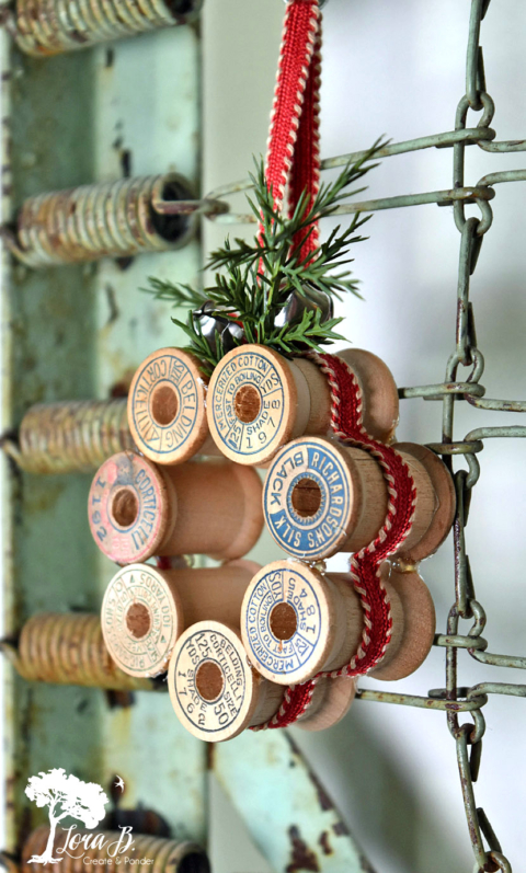 vintage thread spool Christmas wreaths