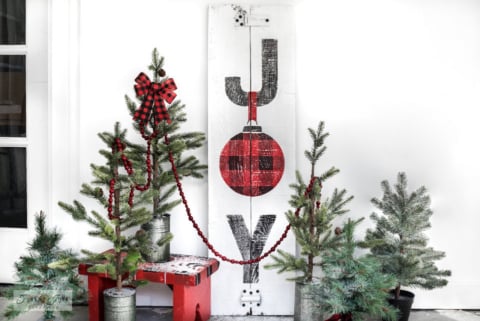 Buffalo Check ornament JOY sign