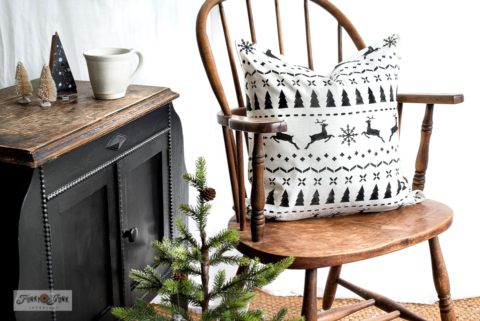 Black and White Christmas Pillows with stencils