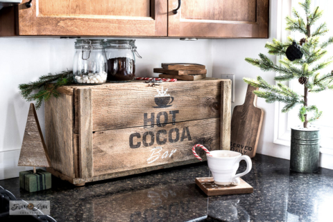wood hot cocoa sign appliance garage