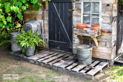 pallet porch for a garden shed