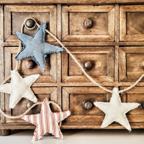 Patriotic fabric star garland