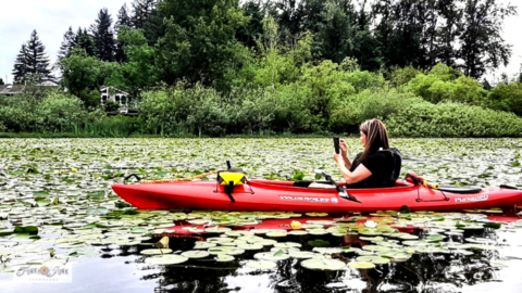 beginner kayaking Mill Lake, Abbotsford, BC