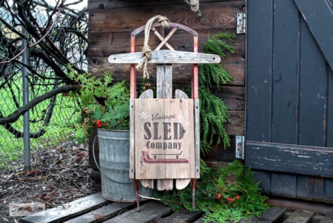 Vintage Sled Christmas sign