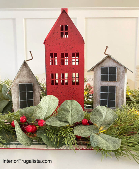 Christmas village from birdhouses