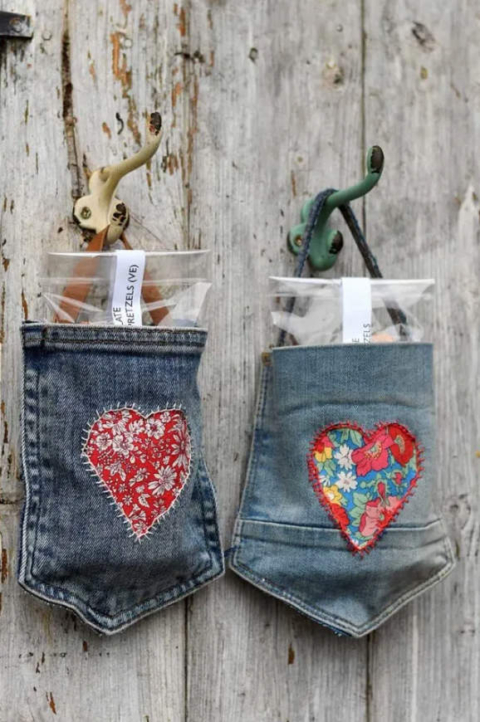 applique denim pockets