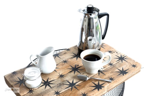 DIY retro pattern star stencil side table
