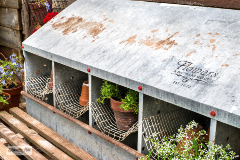 potting bench made with a chicken coop