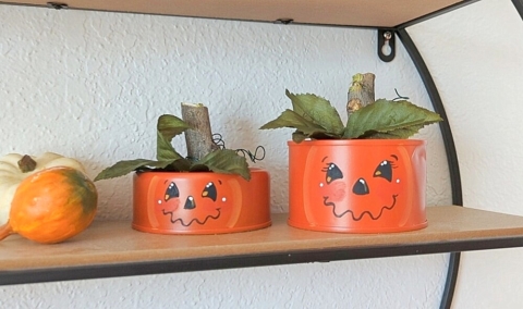 tin can pumpkins