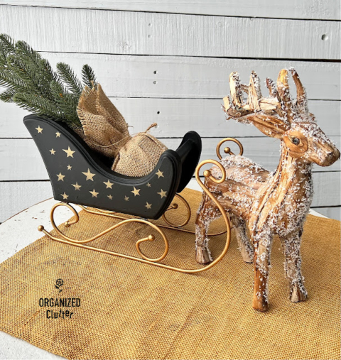 Stenciled Christmas sleigh decor