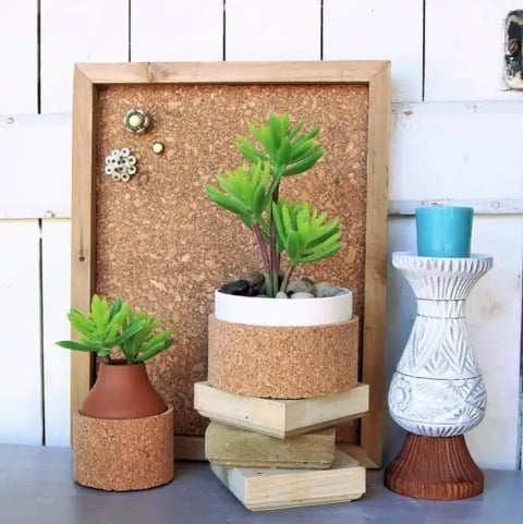 cork covered vases