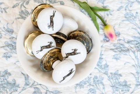 easy rabbit transfers with packing tape for Spring decor