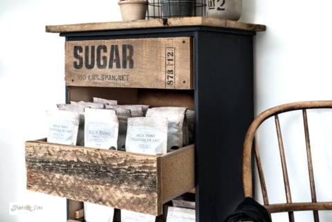 DIY wood crates dresser makeover for paint storage
