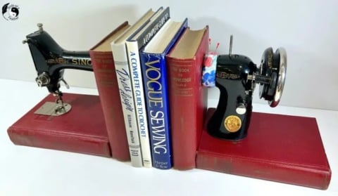 vintage sewing machine bookends