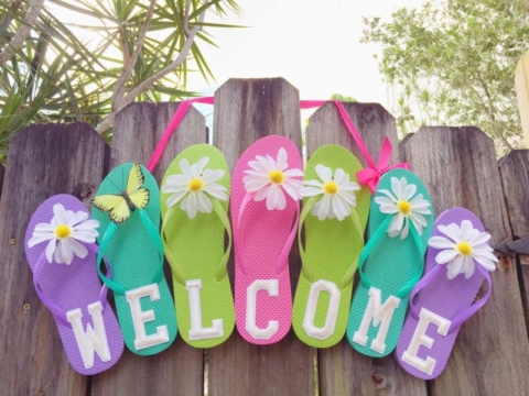 dollar tree flip flop welcome sign Creatively Beth