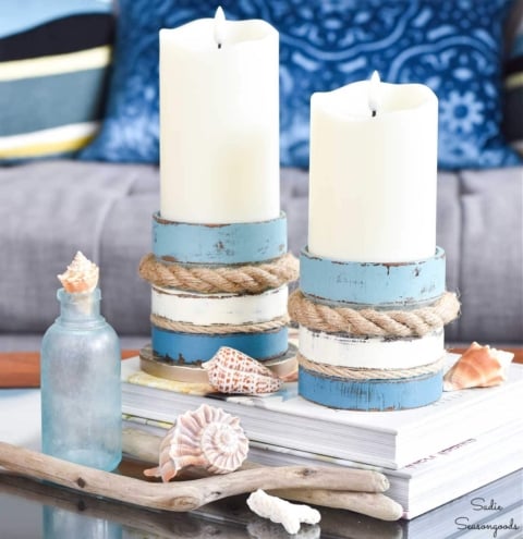 coastal style pillar candle holders