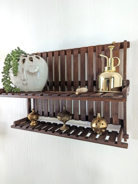 repurposed drying rack wall shelf