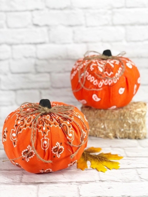 dollar tree bandana pumpkins by Creatively Beth
